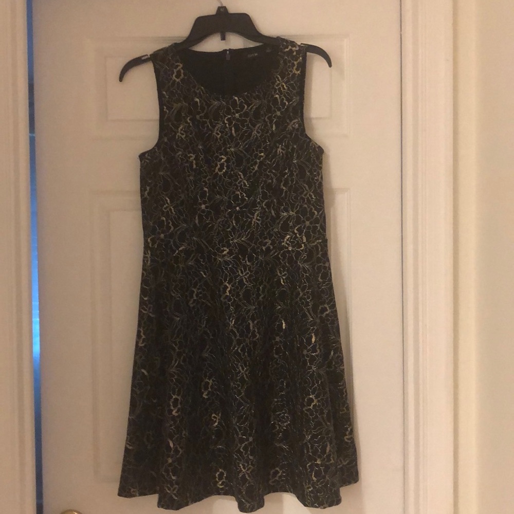 Black & Gold Fit & Flare Party Dress